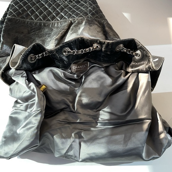 Authentic Chanel Melrose Degrade Cabas Gray Ombre Drawstring Chain XL Tote Bag - Picture 10 of 16